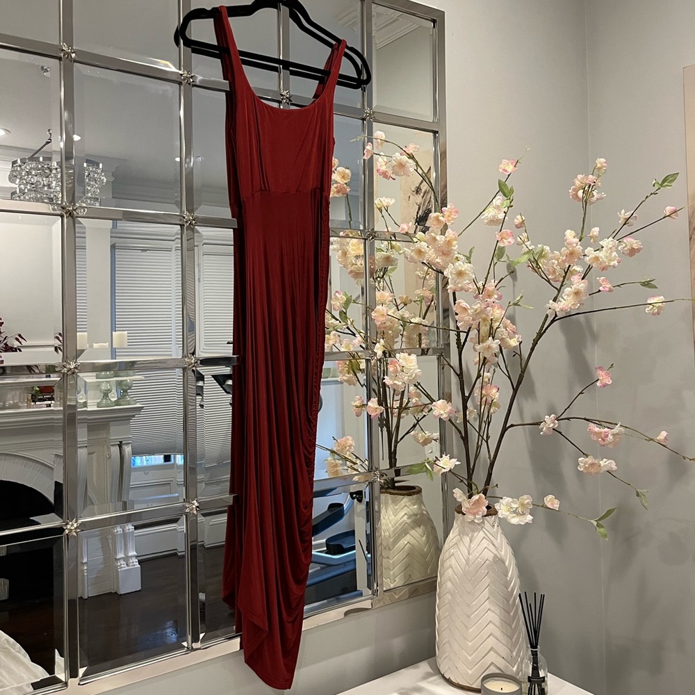 FREE PEOPLE RED DRAPEY DRESS XS